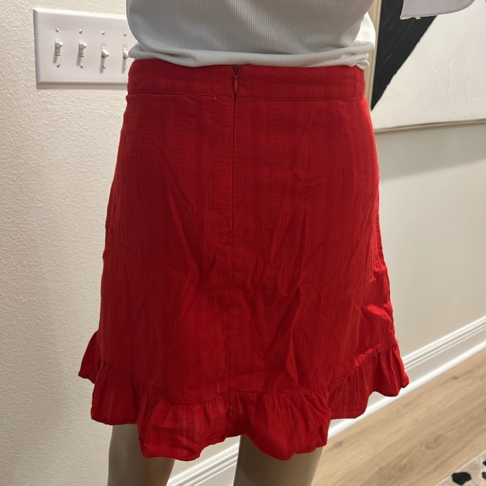 Red Ruffled Women's Skirt - Picture 3 of 4